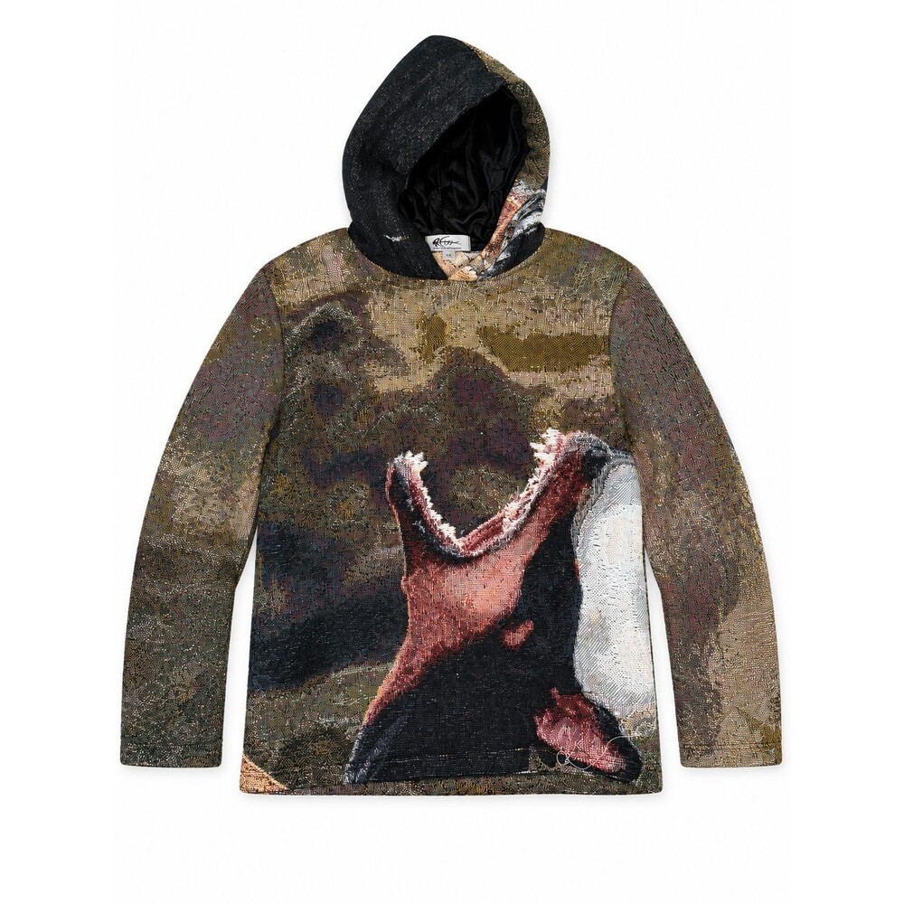 RDM Shark Tapestry Hoodie XS Unisex Grunge Streetwear Woven Graphic